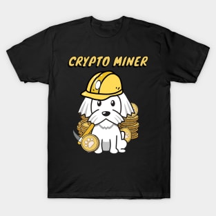 Cute white dog is a crypto miner T-Shirt